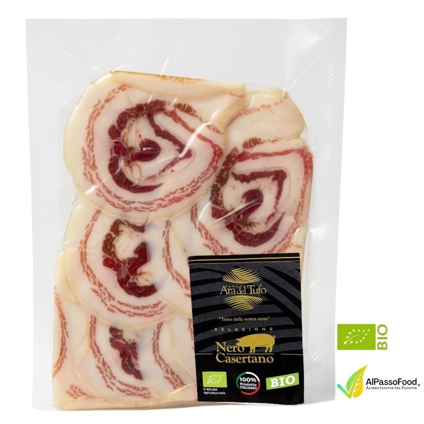 Pancetta Arrotolata di Maiale Nero Casertano Biologico Affettata