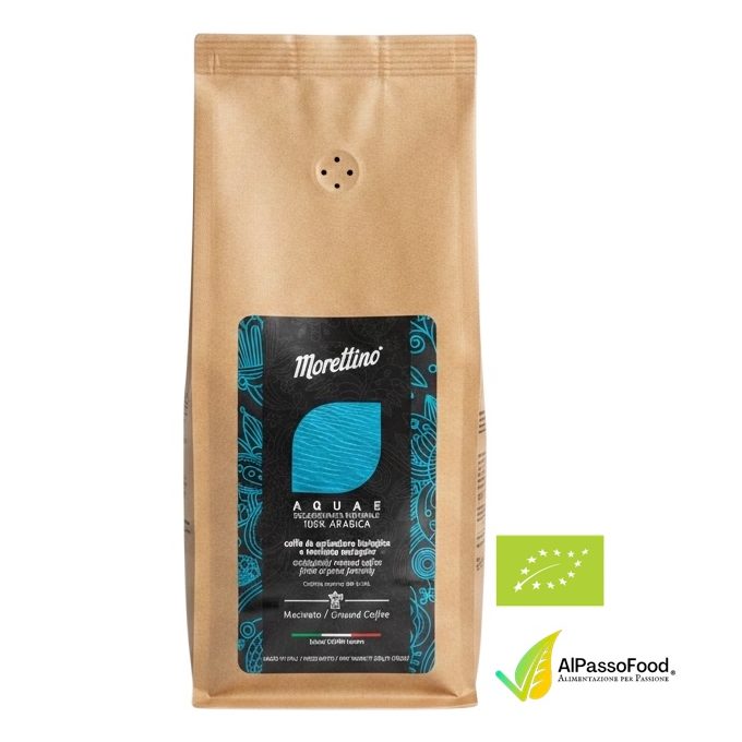 Caffè Decaffeinato Arabica 100% Aquae Macinato Biologico