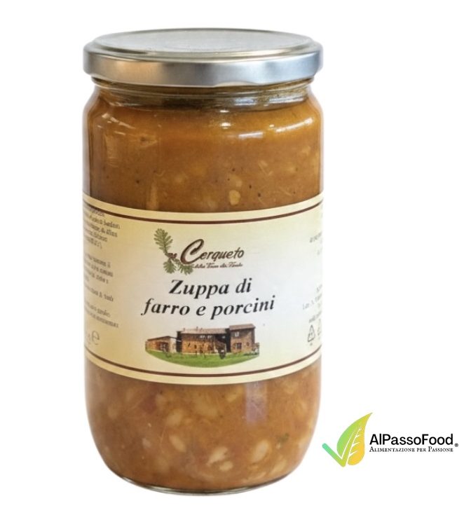 Zuppa di Farro e Porcini Cotta